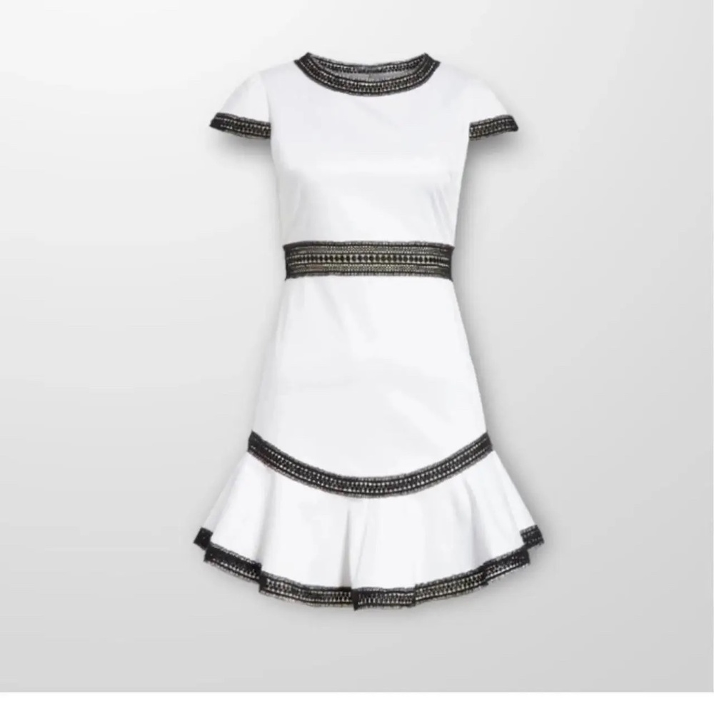 Alice and Olivia Rapunzel Dress, Black and White US 6